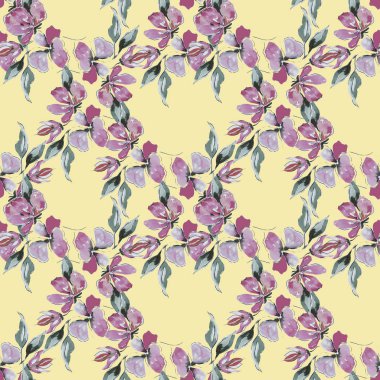 çiçek seamless modeli, suluboya resim