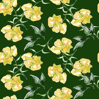 Sarı çiçekler, Dikişsiz desen ve yaprakları