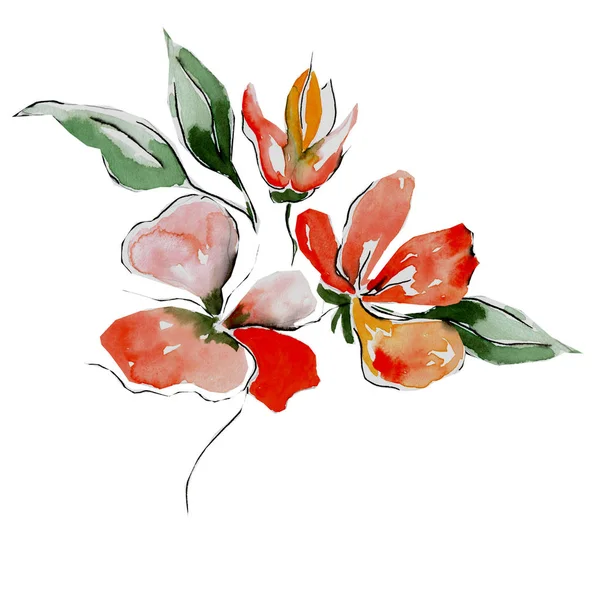 Letnie Kwiaty Ręcznie Malowane — Zdjęcie stockowe