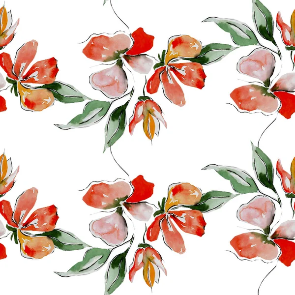 Sommar Blommor Sömlösa Mönster Akvarell Bakgrunden — Stockfoto