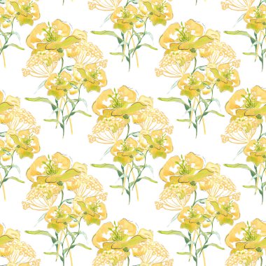 Sarı çiçekler, seamless modeli, arka plan