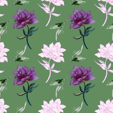 Çiçek el boyalı, aquarell, seamless modeli