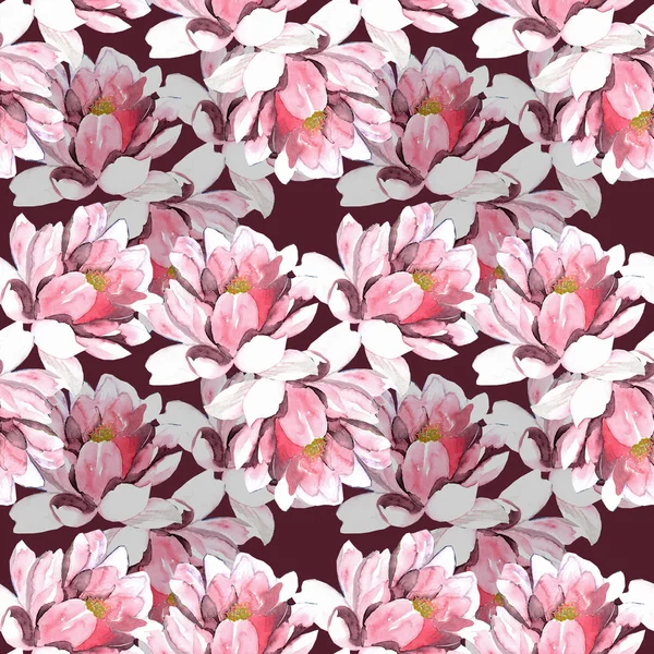 Tle Kwiatów Akwarela Ręcznie Malowane Bez Szwu Wzór — Zdjęcie stockowe
