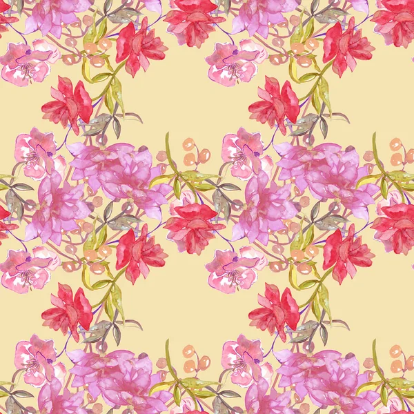 Background Flowers Seamless Pattern Watercolor Hand Painted — Stock Photo, Image