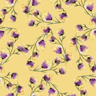 illüstrasyon Thistle, dikişsiz desen, el boyalı