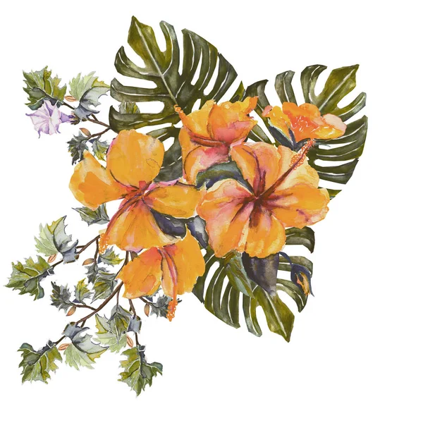 花の花束 手塗り 水彩画 — ストック写真