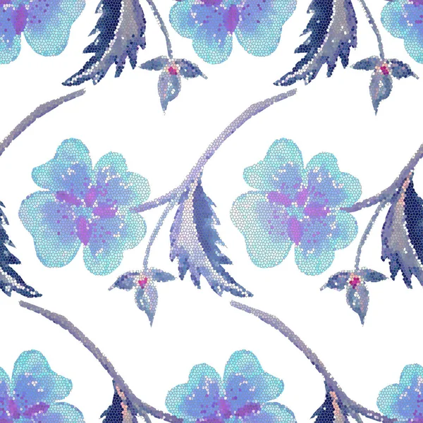 Watercolor hand painted flowers, seamless pattern