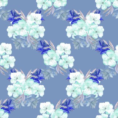 Arka plan çiçekleri, suluboya, dikişsiz desen