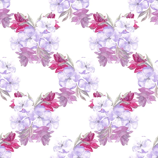 Hintergrund Blumen Aquarell Nahtlose Muster — Stockfoto