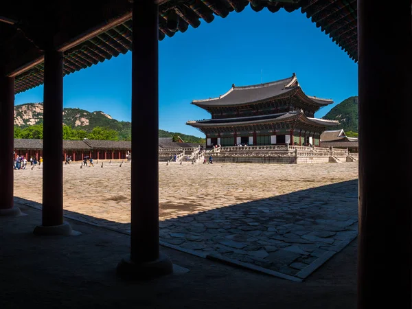 Παραδοσιακή Αρχιτεκτονική Κορέας Στο Gyeongbokgung Palace Στη Σεούλ Νότια Κορέα — Φωτογραφία Αρχείου