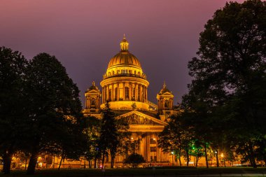 St. Isaac's Katedrali, beyaz gece, Saint Petersburg, Rusya Federasyonu