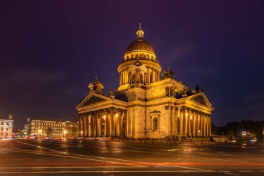 St. Isaac's Katedrali, beyaz gece, Saint Petersburg, Rusya Federasyonu