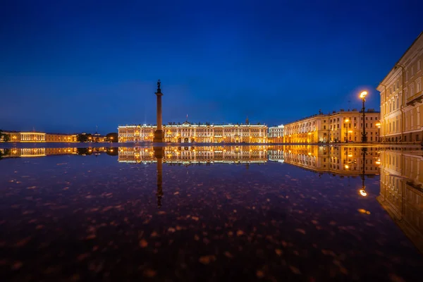 Muzeum Ermitáž Zimní Palác Náměstí Noci Petrohrad Rusko Stock Snímky