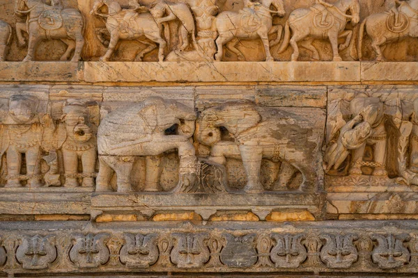 Dekorativ snideri, Jagdish tempel, Udaipur, Rajasthan, Indien Stockfoto