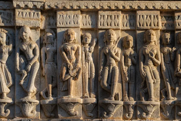Dekorativ snideri, Jagdish tempel, Udaipur, Rajasthan, Indien Royaltyfria Stockbilder