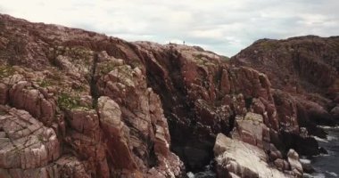 Martı sürüsü, Barents Denizi kıyı şeridinin havadan görünüşü