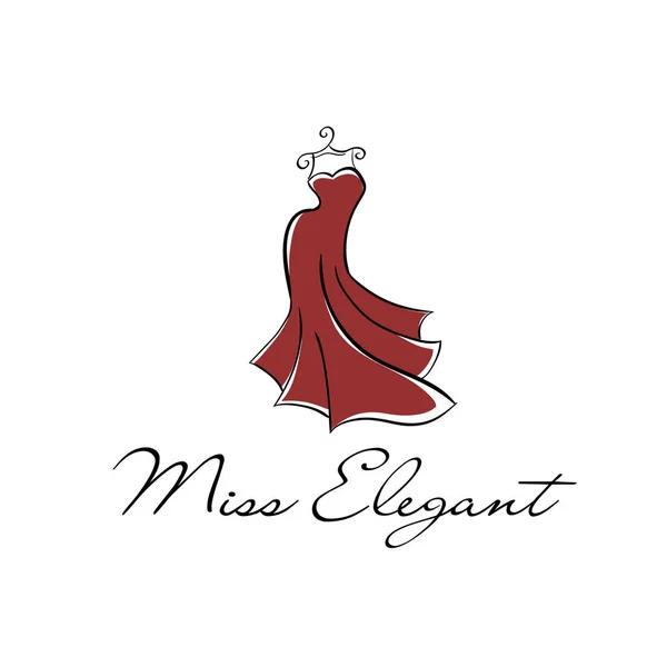 Μακρύ κόκκινο φόρεμα σε ένα λογότυπο κρεμάστρα — Διανυσματικό Αρχείο