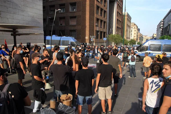 Nápoles Italia Septiembre 2020 Protesta Popular Durante Mitin Electoral Organizado —  Fotos de Stock