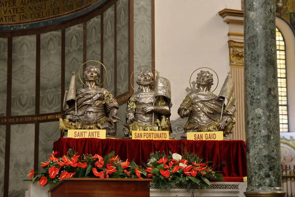 Salerno Włochy Września 2020 Posągi Świętego Ante Fortunato Gaio Wystawione — Zdjęcie stockowe