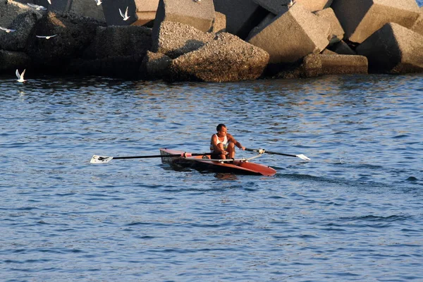 Salerno Itália Setembro 2020 Atleta Treina Com Sua Canoa Nas — Fotografia de Stock