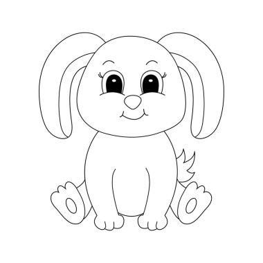 Beyaz arka planda izole edilmiş siyah hatlı el çizimi bir tavşan. Boyama kitabı için tasarım ögesi. Vektör. 