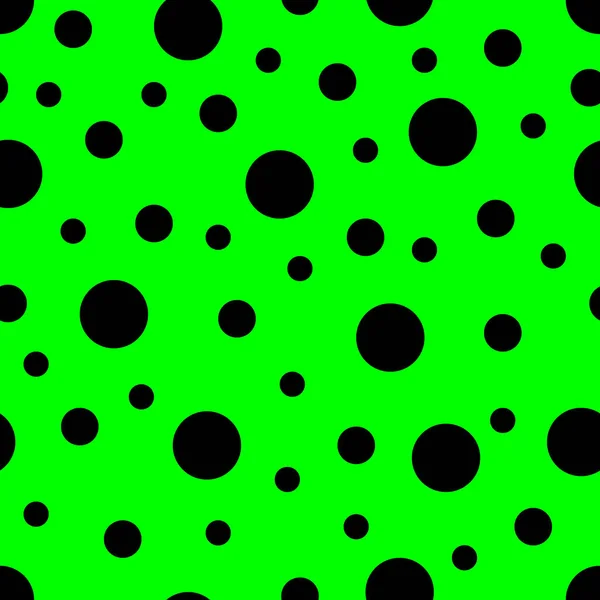 Бесшовный Шаблон Зеленый Фон Черными Кругами Векторная Иллюстрация — стоковый вектор