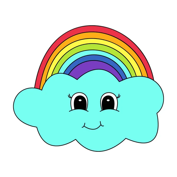 Nette Cartoon Wolke Und Regenbogen Vektorillustration — Stockvektor