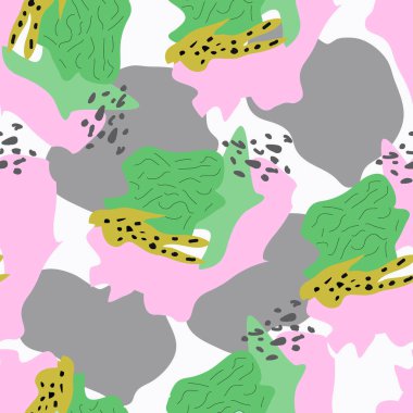 El şekilleri ve elementlerle kusursuz soyut desen. Vektör modayı dokusu.