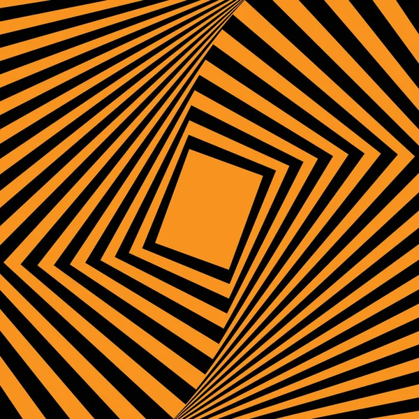 Fondo Rayado Abstracto Negro Naranja Arte Óptico Vector — Vector de stock
