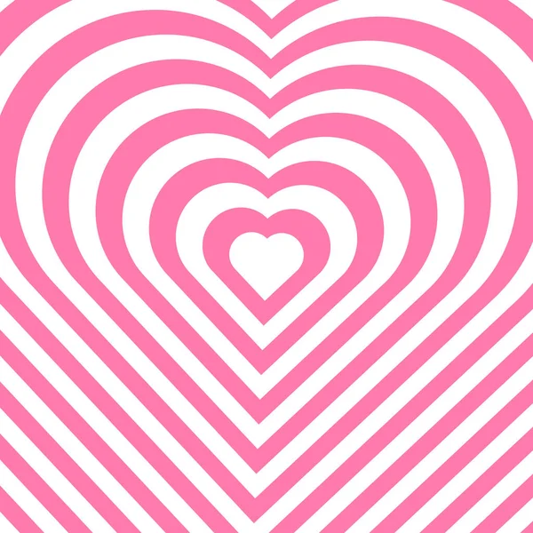 Abstrakte Optische Täuschung Hintergrund Mit Einem Herz Rosa Und Weiß — Stockvektor