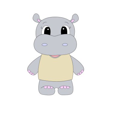 Çizgi film sevimli su aygırı. Çocuklar için vektör illüstrasyonu.