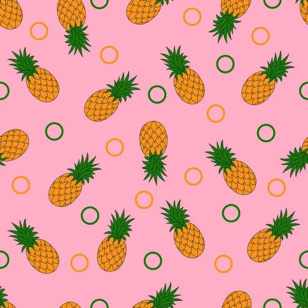 Seamless Pattern Pineapples Pink Background Vector Illustration — Stock Vector