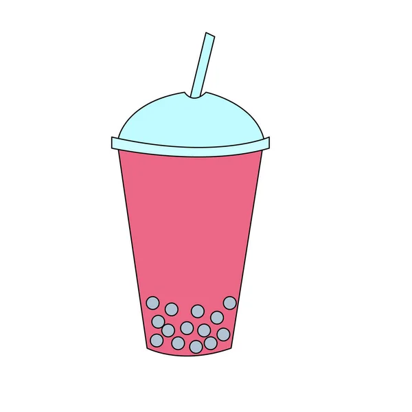 Bubble Tea Doodle Element Symbol Vektorillustration — Stockvektor