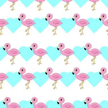 Çizgi film sevimli flamingo. Çocuklar için vektör illüstrasyonu. Kusursuz desen.