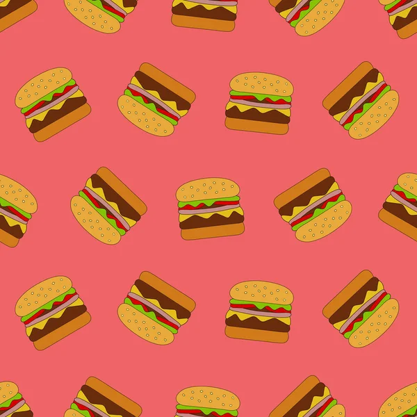 Hamburger Szybkie Żarcie Płynny Wzór Ilustracja Wektora — Wektor stockowy