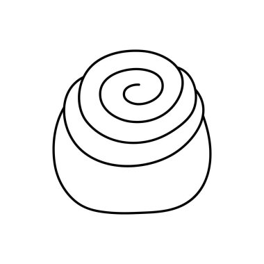 Tarçınlı çörek. Fırın ürünleri. Vektör illüstrasyonu. Boyama kitabı için tasarım ögesi.