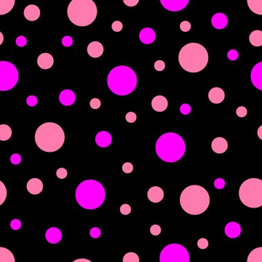 Kusursuz desen. Pembe halkalı siyah arka plan. Vektör illüstrasyonu.