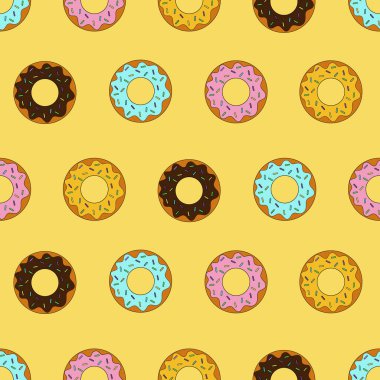 Donutlar pürüzsüz desen. Vektör illüstrasyonu.