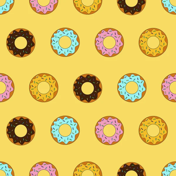 Donuts Patrón Sin Costuras Ilustración Vectorial — Vector de stock