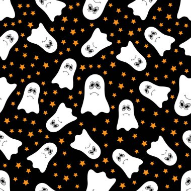 Hayaletle kusursuz bir düzen. Cadılar Bayramı geçmişi. Vektör illüstrasyonu.