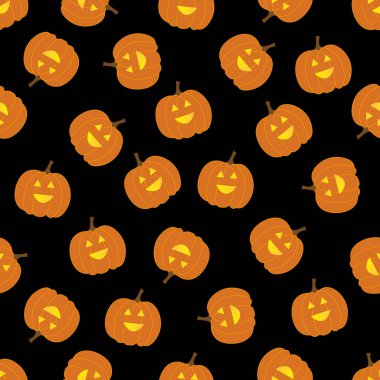 Balkabaklarıyla kusursuz desen. Cadılar Bayramı geçmişi. Vektör illüstrasyonu.