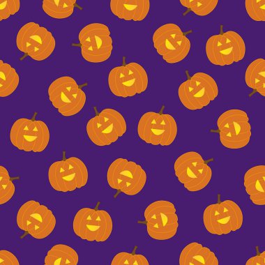 Balkabaklarıyla kusursuz desen. Cadılar Bayramı geçmişi. Vektör illüstrasyonu.