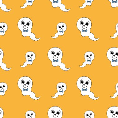 Hayaletle kusursuz bir düzen. Cadılar Bayramı. Vektör illüstrasyonu.