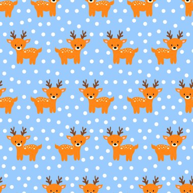 Çizgi film geyiğiyle kusursuz desen. Vektör illüstrasyonu.