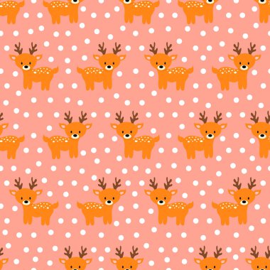 Çizgi film geyiğiyle kusursuz desen. Vektör illüstrasyonu.