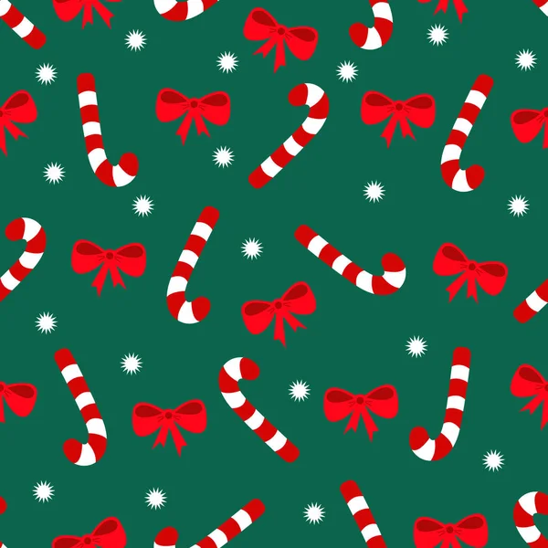 Şekerli baston ve yay düğümlü kusursuz desen. Vektör illüstrasyonu.