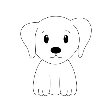 El çizimi köpek, beyaz arka planda izole edilmiş siyah çizgili. Boyama kitabı için tasarım ögesi. Vektör. 