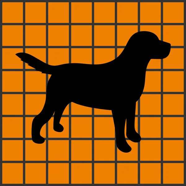 Silueta Negra Labrador Sobre Fondo Naranja Ilustración Vectorial — Vector de stock