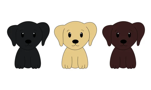 Set Cartoon Cute Labrador Vector Illustration — Stock Vector