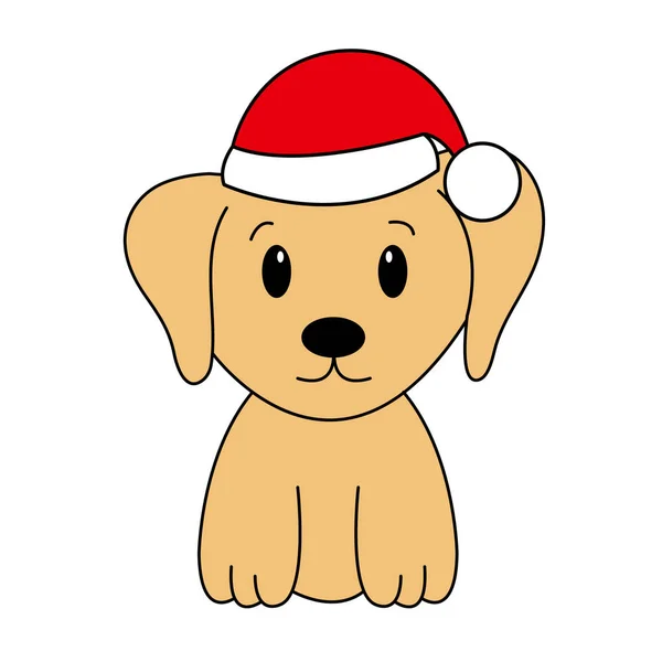 Caricature Mignon Labrador Dans Chapeau Père Noël Illustration Vectorielle Pour — Image vectorielle